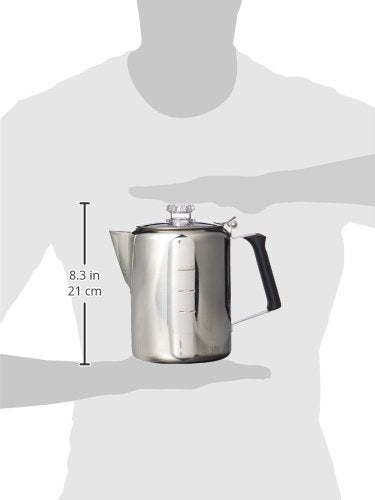 GSI Outdoors Percolator Coffee Pot I Glacier Stainless Steel with Silicone Handle for Camping, Backpacking, Travel, RV & Hunting - Stove Safe