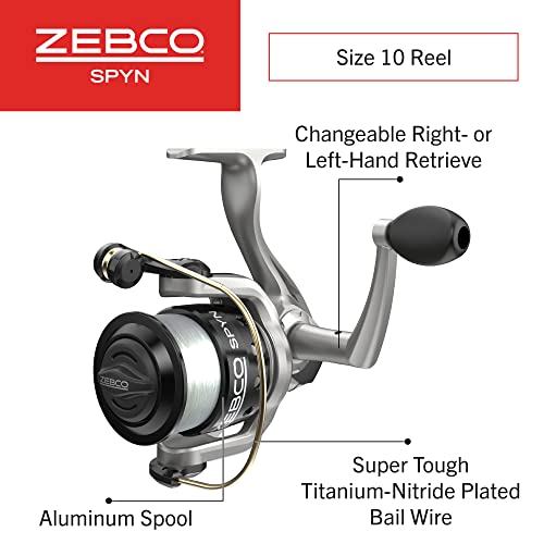 Zebco Spyn Spinning Fishing Reel, Instant Anti-Reverse with Front-Adjustable Drag, All-Metal Gears and Super Tough Titanium-nitride Plated Bail Wire