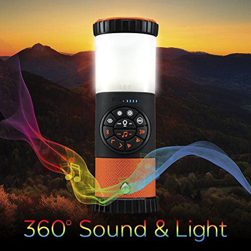 ECOXGEAR 100% Waterproof EcoLantern with High Intensity LED's, Built in 360 Degree Bluetooth Speaker & 4,400 mAh Power Bank - Orange