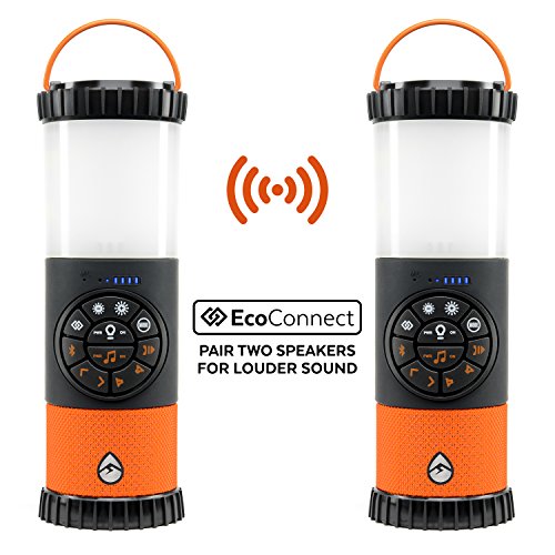 ECOXGEAR 100% Waterproof EcoLantern with High Intensity LED's, Built in 360 Degree Bluetooth Speaker & 4,400 mAh Power Bank - Orange