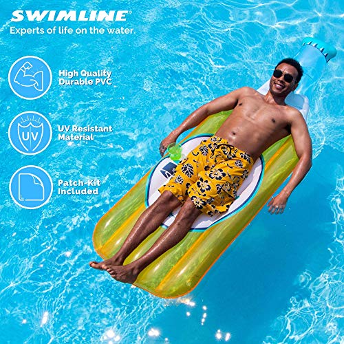 SWIMLINE Inflatable Floating Mattress Pool Float Lounger Series for Swimming Pool | Comfortable Large Style Base | for Kids Adults Summer Beach Party Relax Rafts |Tanning Floaty Fun Heavy Duty Floats